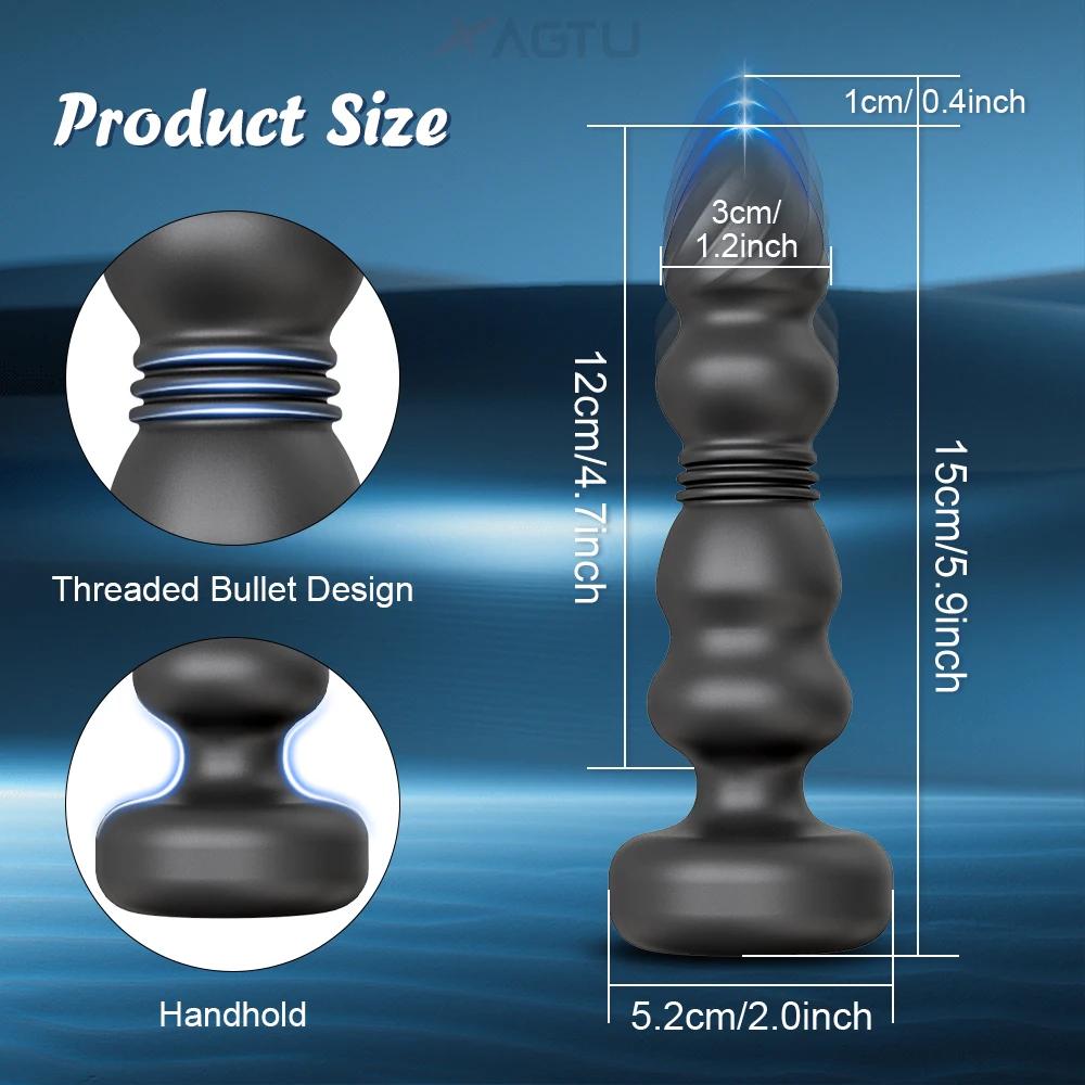 Thrusting Anal Plug Vibrator Anal Beads Male Prostate Massager Telescopic Vibrating Butt Plug Stimulator Sex Toys for Women Men