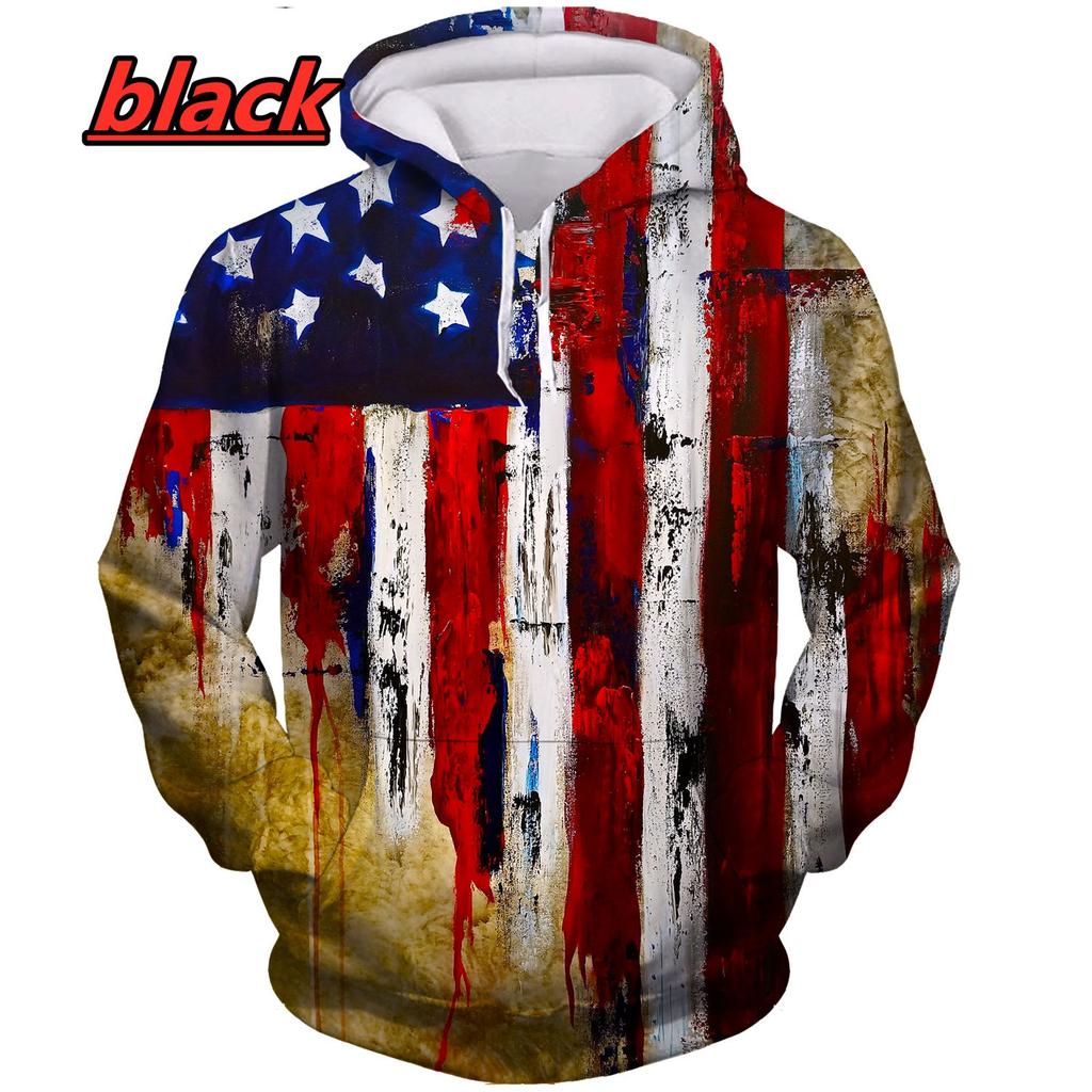 Hanorac Nou Fashion Steag American Personalitate 3D Sweatshirt Bărbați/Femei Hip Hop Casual Mânecă Lungă Streetwear Pulover