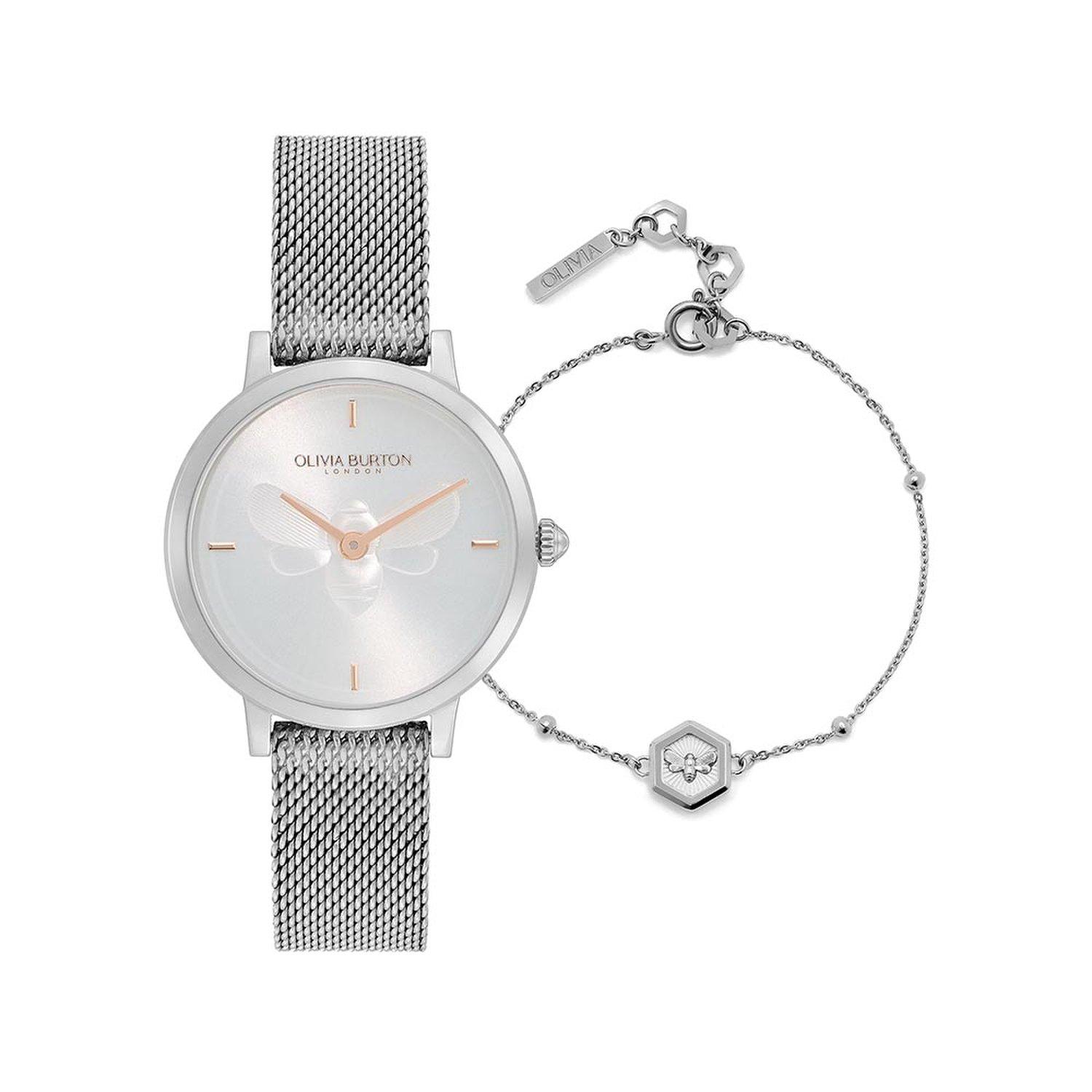 [Olivia Burton] Silver Set Bee (24070002) Women s Watch Set