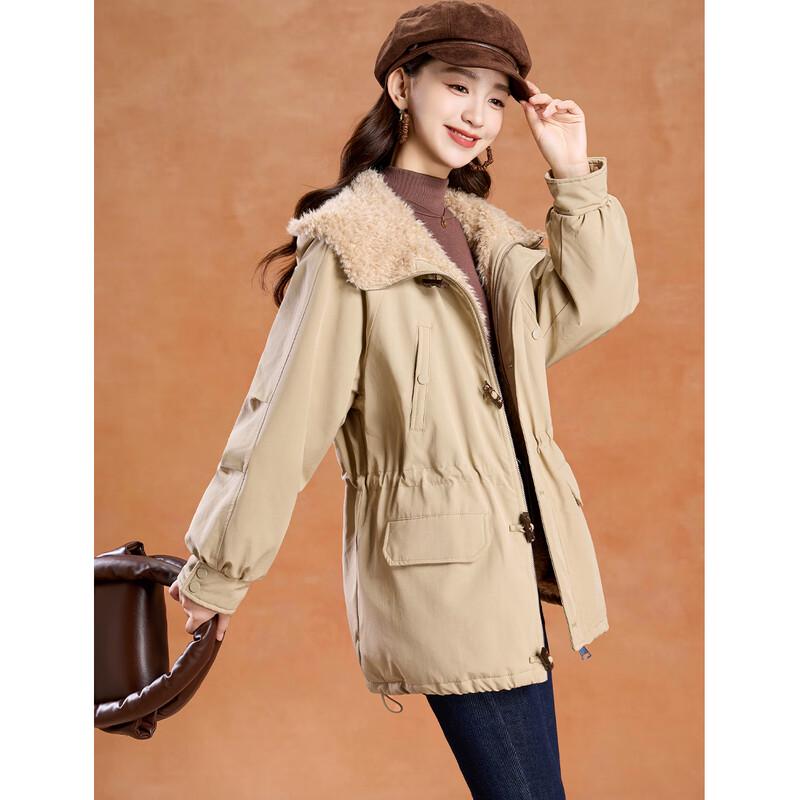 

Kebeier Women s Fashion Lamb Wool Parka Coat L