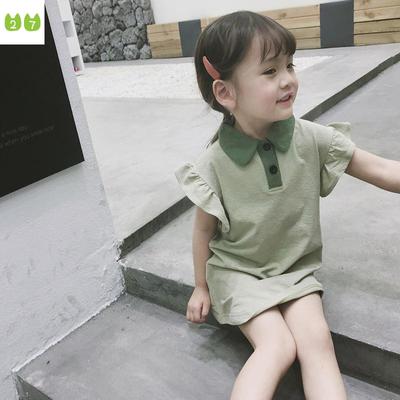 Casual Girl Skirt Fashion Children's Mid-Length Polo Long Shirt
