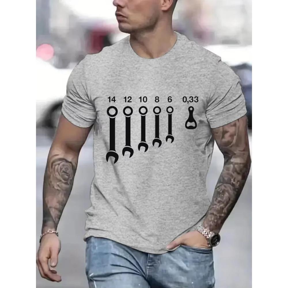T Shirts for Men Clothing Wrench  Wrenches Beer Bottle Opener Tools Humorous T-Shirts Crewneck Tees Short Sleeve Oversized Tops