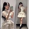 AOTYP Gothic Black and White Sleeveless Mini Dress for Idol Perfect for and Christmas Perfect for Mori Girl Perfect for a Size Cosplay, Events,