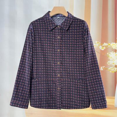 Kabofe Damen Bluse mit Blumenmuster aus reiner Baumwolle, langärmlig