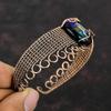 American Dichroic Glass Bangle Copper Wire Wrapped Cuff Bracelet Adjustable Bangle For Gift Handmade Copper Jewelry Gemstone Cuff Bracelet