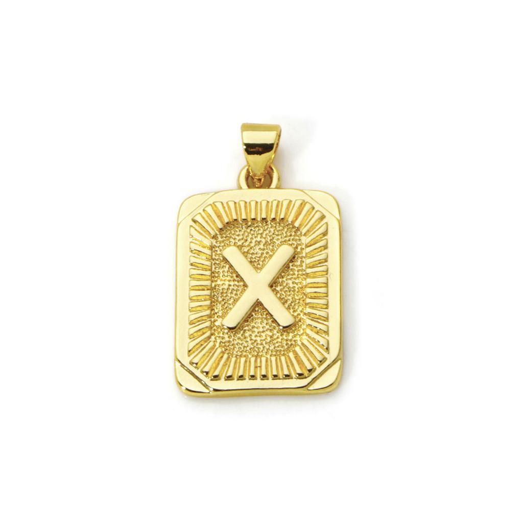 2pcs Letter Brass Charm Pendant 18K Gold Plated Rectangle " A-Z "Pendants For DIY Making Necklace Jewelry Findings 27mm X 16mm