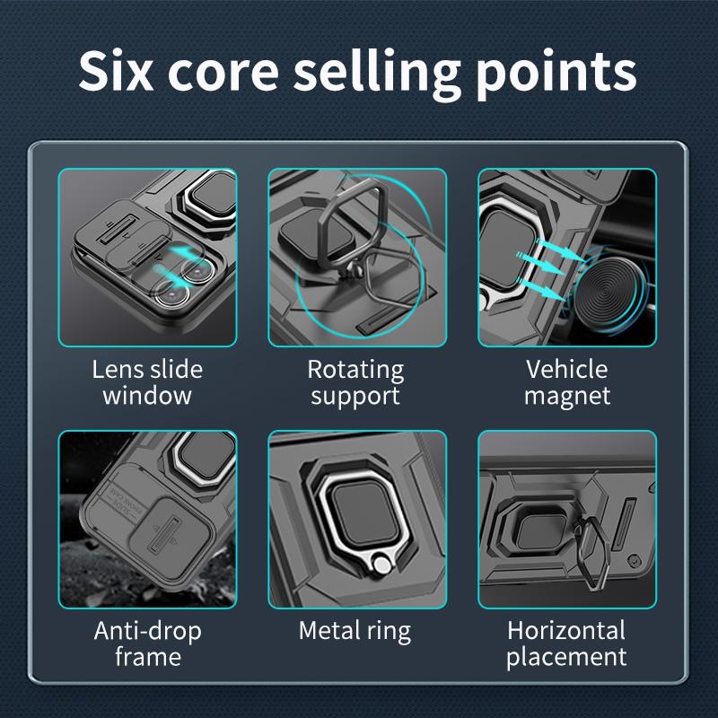 Armor Case For iPhone 16 15 14 13 12 11 XR XS X Pro Max Heavy Duty Shockproof Anti-Scratch With Ring Holder Phone Cover