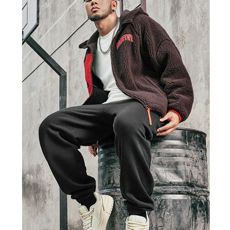 Li Ning Badfive Letter Print Hooded Fleece Jacket Men Jacket AFDT665-3