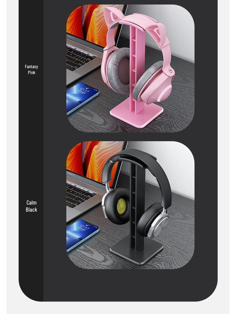 Universal Over-Ear Headphone Stand for Internet Cafe Headsets and Display