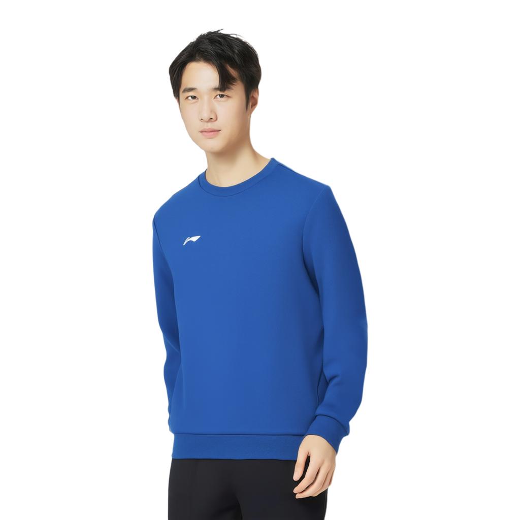 Li Ning Comfortable Casual Round Neck Solid Color Sweatshirt Men sweatshirt Light-Blue AWDUB25-4