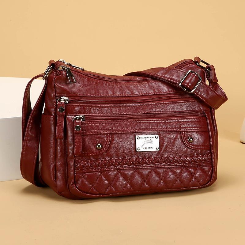 Yumuşak Deri Dokulu Çok Katmanlı Askılı Çanta Basit Zarif, Moda Günlük ve Hafif Anne Çantası