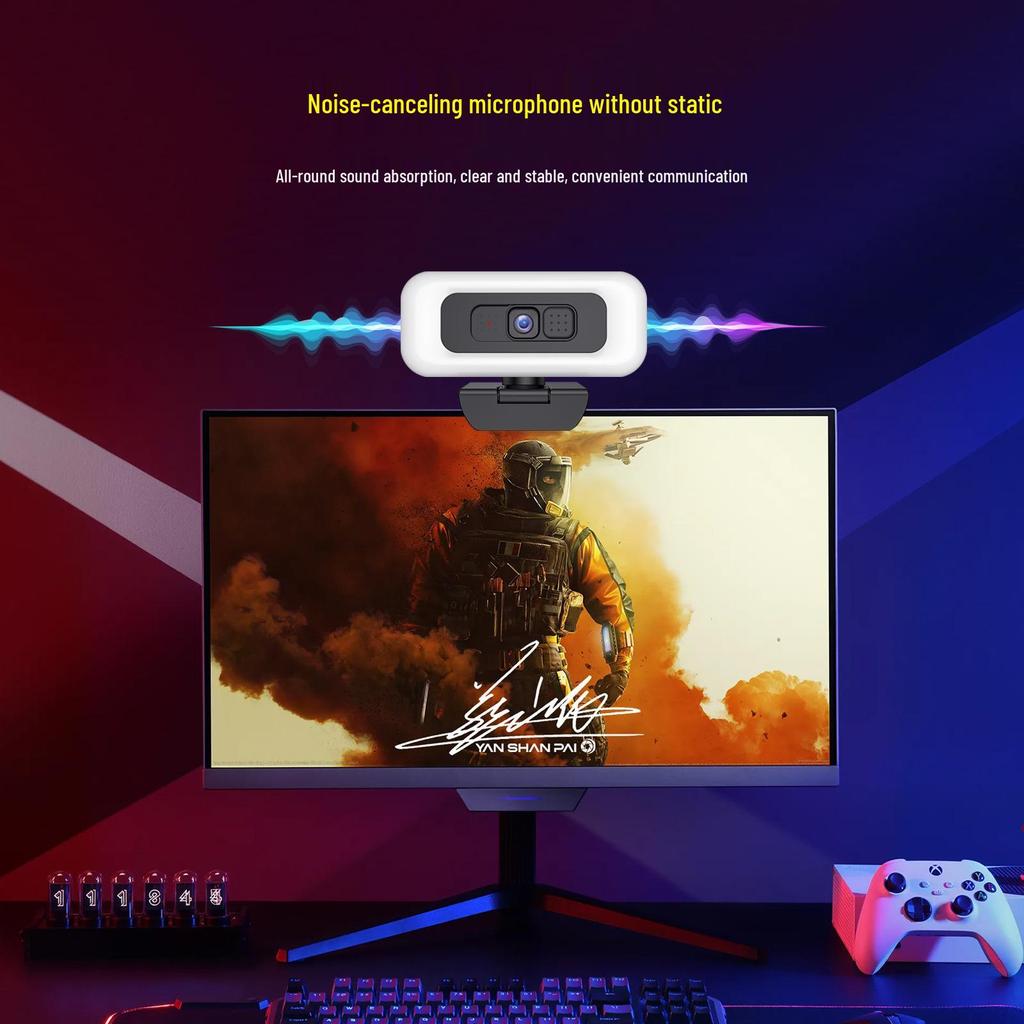 B21 4K USB Camera with Fill Light for Streaming & Conferences