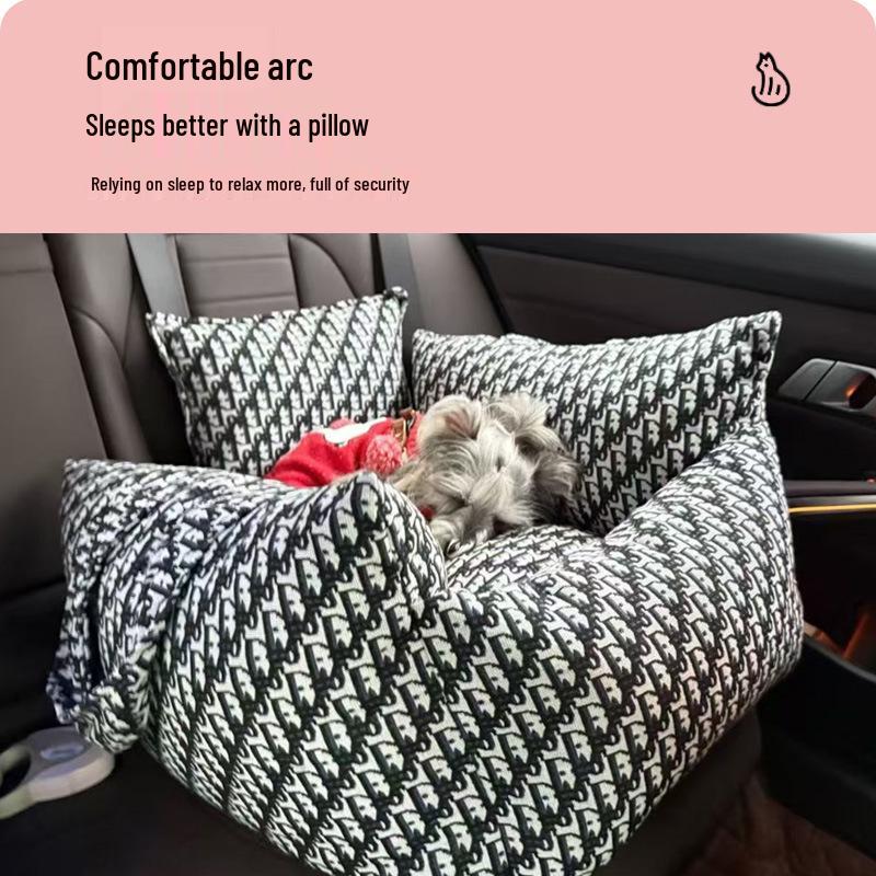 Cama de Viagem Semi-Fechada Lavável para Cães e Gatos com Cordão de Segurança