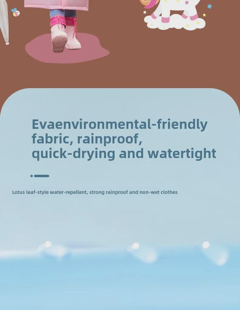 Kids' Waterproof EVA Raincoat with Large Brim and Backpack Space for Boys and Girls