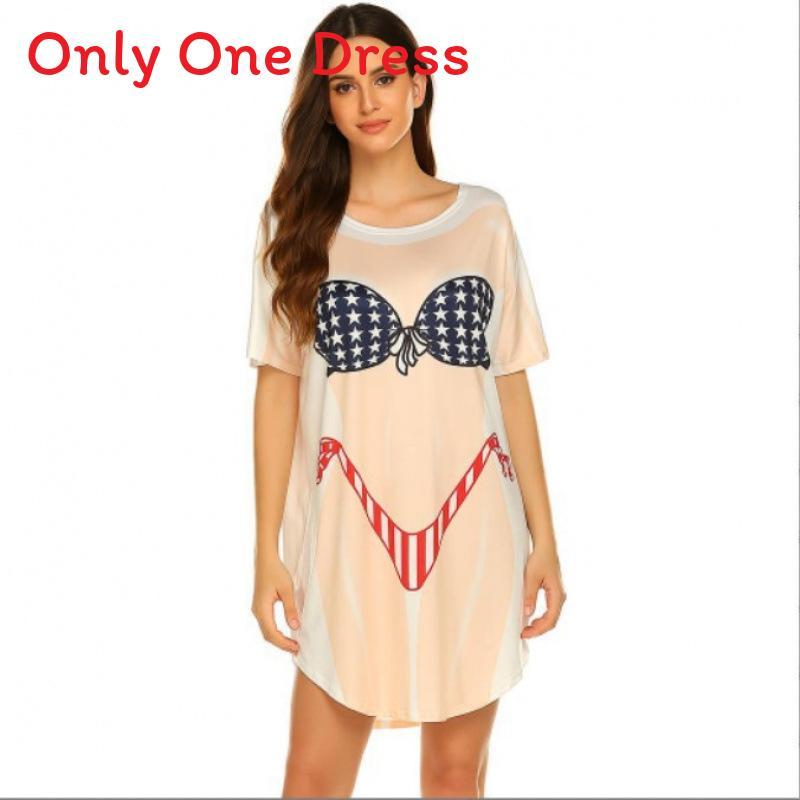 T-shirt Grafica con Fantasia Bikini per Donna Estate Spiaggia Casual Vestibilità Larga Top