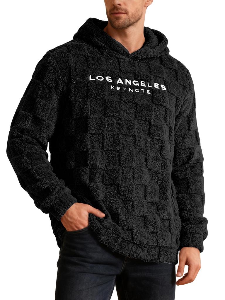 Men's Embroidered Hooded Lambswool Pullover Sweatshirt