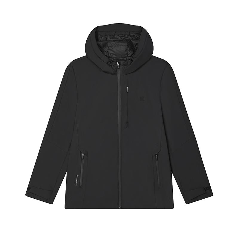 FILA White Light Down Jacket Simple Windproof Warm Hooded Down Coat Men Jackets Black F11M443905FBK