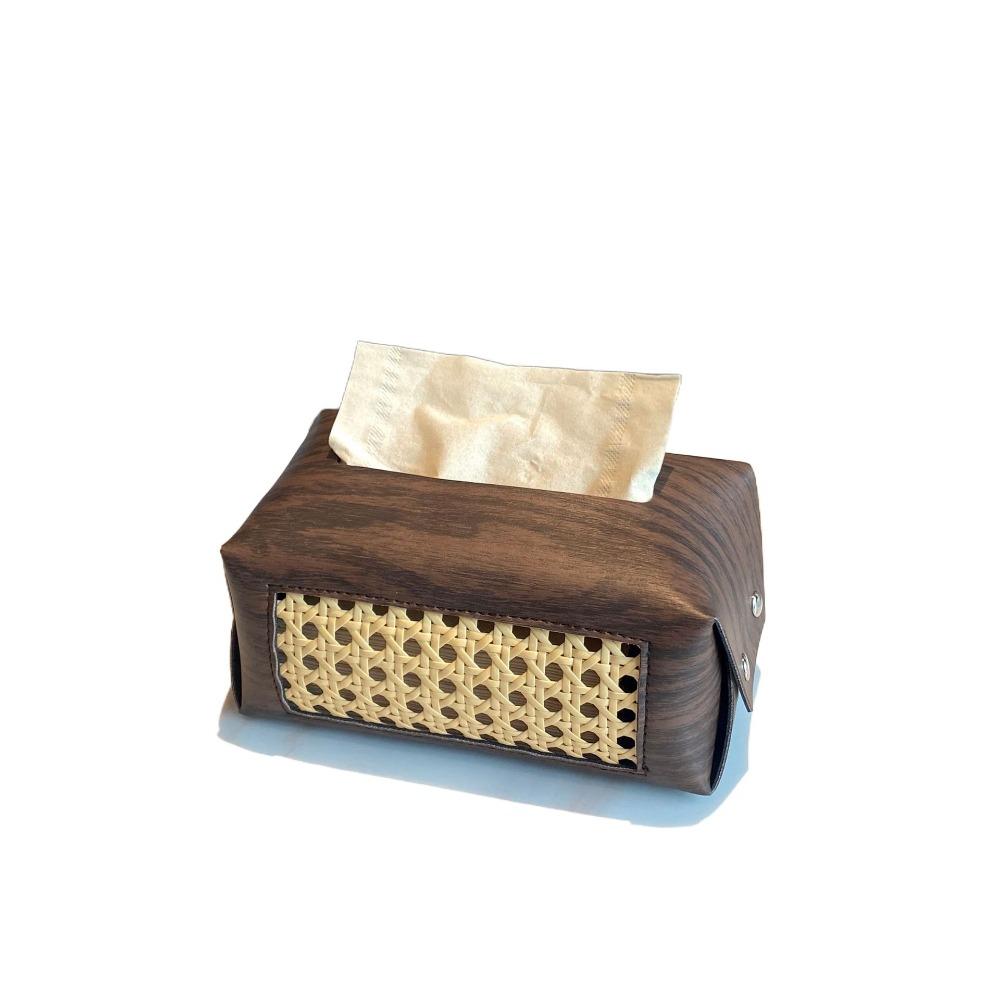 

Light Luxury Wood Grain Paper Bag Fashionable Napkin Holder Comfortable Paper Organizer Office Style A