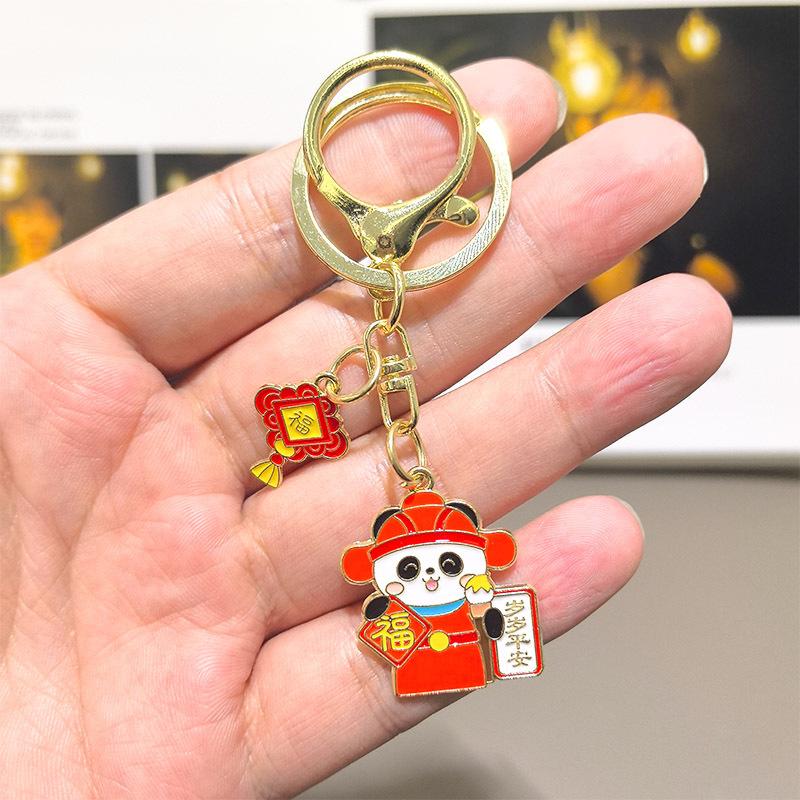 New Year's Chengdu Panda Phone Keychain Earphones USB Y2k Fashion Toys Anime Cartoon Drive Red Keychain Panda Souvenir