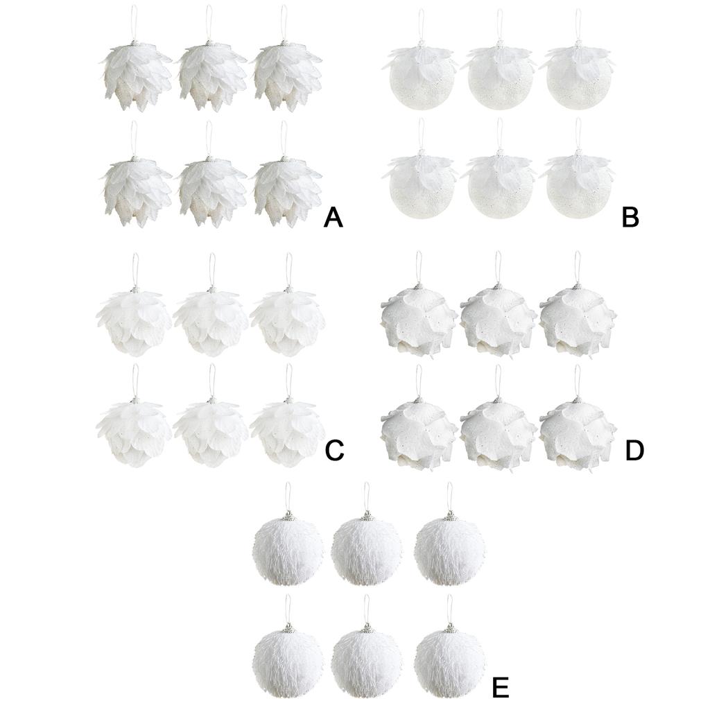 6 Pcs Foam Ball Ornament White Xmas Ball Hanging Decoration for Home Wedding Party 7.2cm