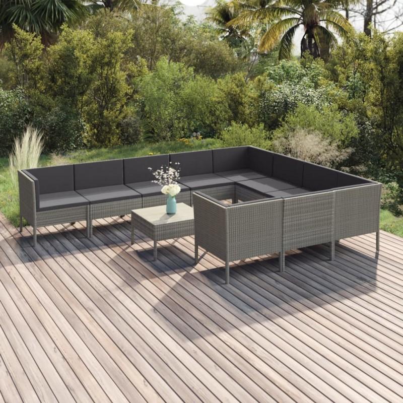 Day and Night - Day and Night Garden Furniture Set 11 Pieces and Gray Synthetic Rattan Cushions