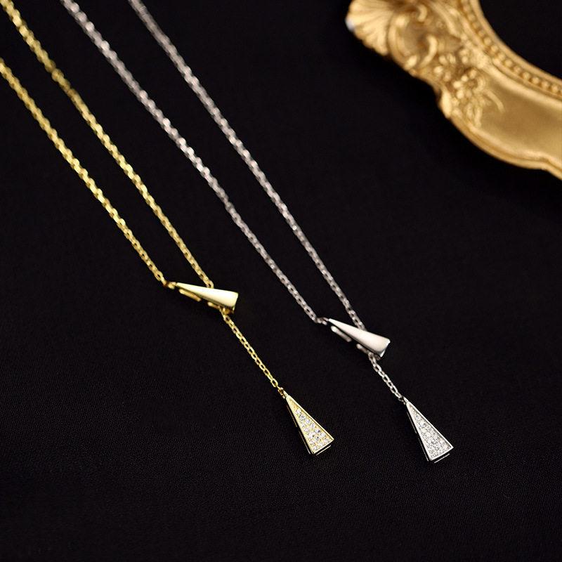 New Double Triangle Tassel Necklace with High-end Fashion, Niche and Cool Temperament, Collarbone Chain Factory Direct Sales