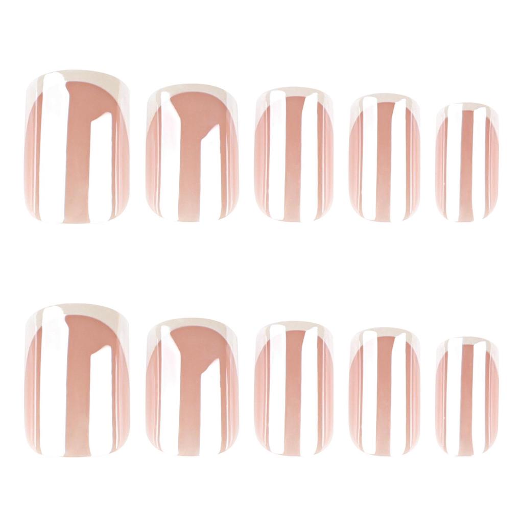 Glossy European and American Nude French White Edge Wearable Nail Tips