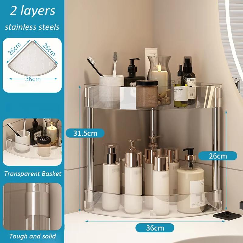 Shelf Transparent Storage Rack Bathroom Kitchen Shelf Storage Triangular Wall Multi-Layer Trolley Storage Rack With Wheels