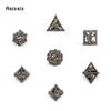7 Pcs Black Golden Hand Skull Head Metal Dice Hollow Polyhedral Dice Set Suitable for Role-Playing RPG  Board Game Card Game