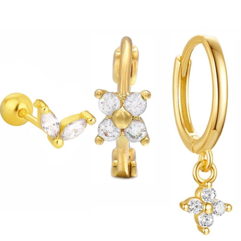 New Design Stainless Steel Cubic Zirconia Chain Hoop Earring For Women Star Moon Pendant Cartilage Earring Piercing Jewelry