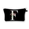 Wild Flower Alphabet Letter A-Z Makeup Bag Canvas Pouch Cosmetic Case Teacher Gift Purse