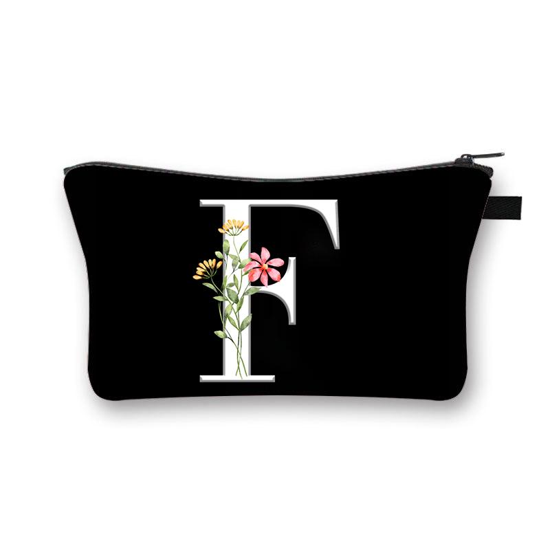 Wild Flower Alphabet Letter A-Z Makeup Bag Canvas Pouch Cosmetic Case Teacher Gift Purse