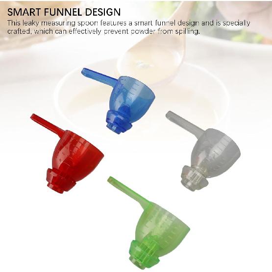 Leaky Measuring Spoon, Spill Proof Funnel Design, Ideal for Baking, Multi Functional Kitchen Tool with Leveling Markers, Transparent ABS Material