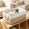 Bohemian Stil Aufbewahrungsbox mit Griff - Rechteckiger Korb mit aufgeteiltem offenen Oberteil, Geeignet für die Organisation von Kleiderschränken und Tischplatten