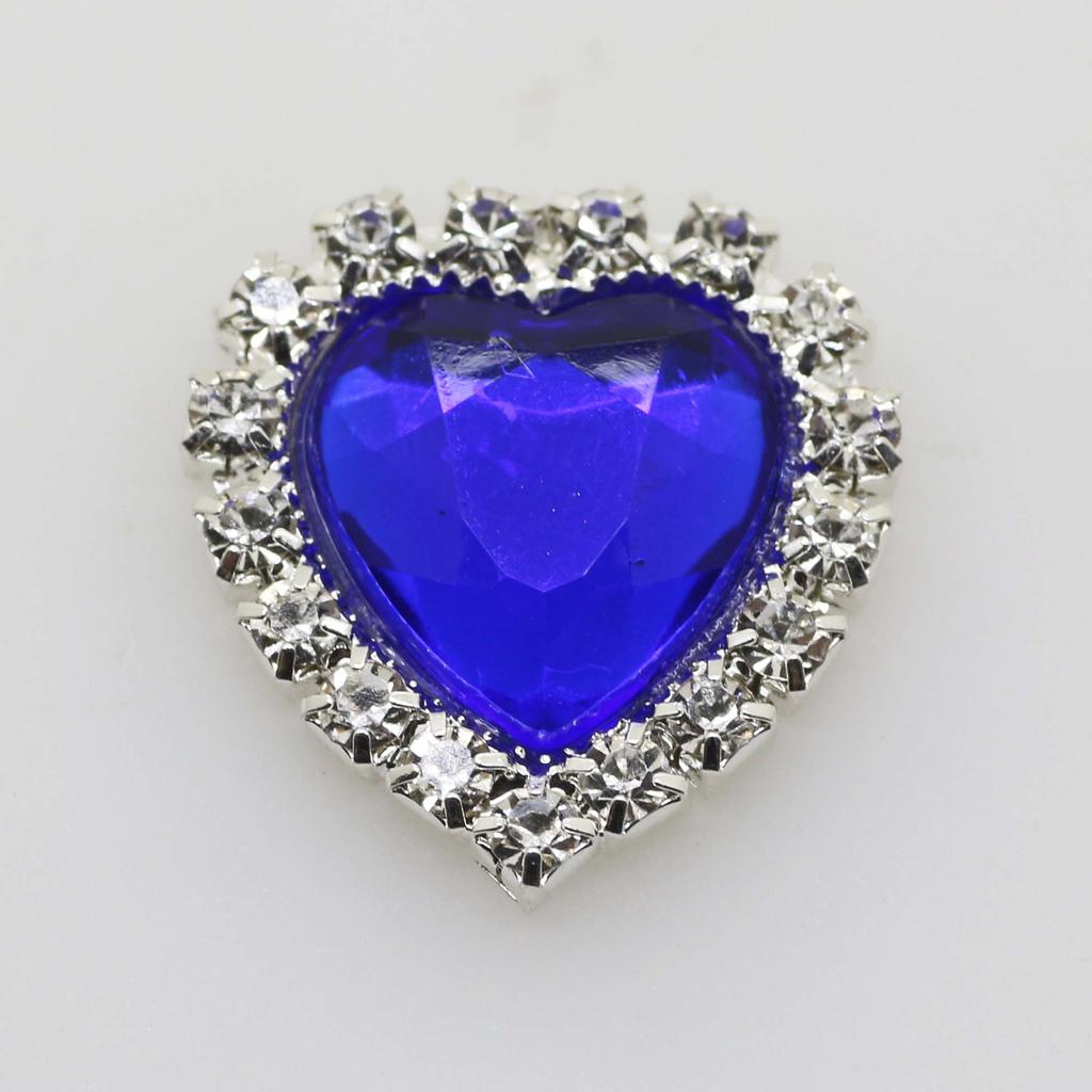 Mini 16mm(4/10 Inch) 10pcs Heart Acrylic Rhinestone Buttons DIY Hair Accessory Wedding Initiation Ribbon Decoration