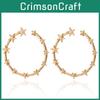 Circle Star Chic Earrings For Women Fashionable Gold Silver Design Minimalist