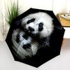 Panda Close-up pattern, automatic folding umbrella, portable and foldable design, 8 ribs, a Christmas or birthday gift.