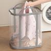 Nylon Mesh Laundry Basket With Handle Breathable Folding Portable Dirty Clothes Organizer Bags Large Capacity Toys Storage Bag