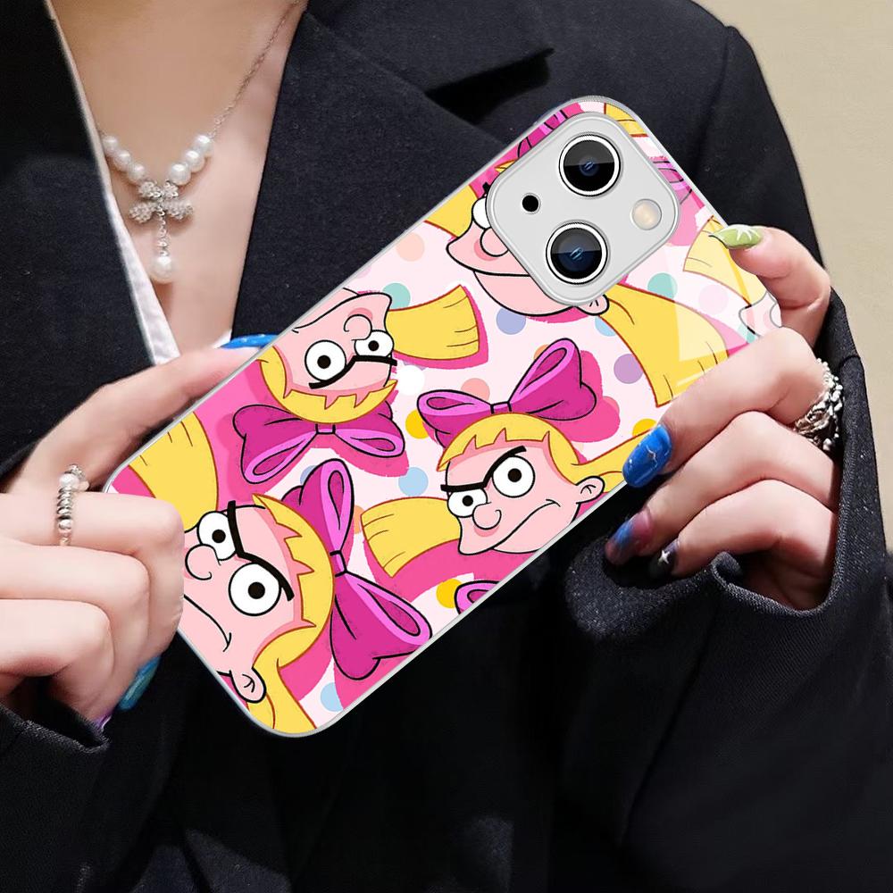 Hey A_Arnolds Cartoon Phone Case For IPhone 14 13 12 Mini 11 Pro XS Max X XR 14 Plus Tempered Glass Cover