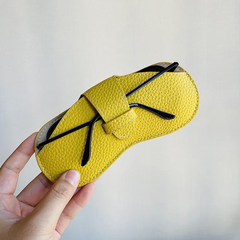 Brillenetui Damen Leder Weiche Brillentasche Mode Tragbare Sonnenbrillenbox Tasche Zubehör Solide Brillenschutzhülle Tasche