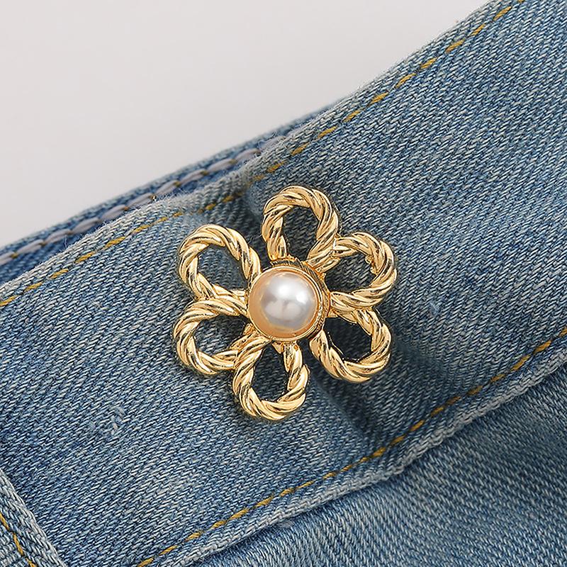 Reusable Detachable Waistband Flower Buttons Tool Jeans Waist Buckle Adjustment Button For Pants Jeans Waist Clip