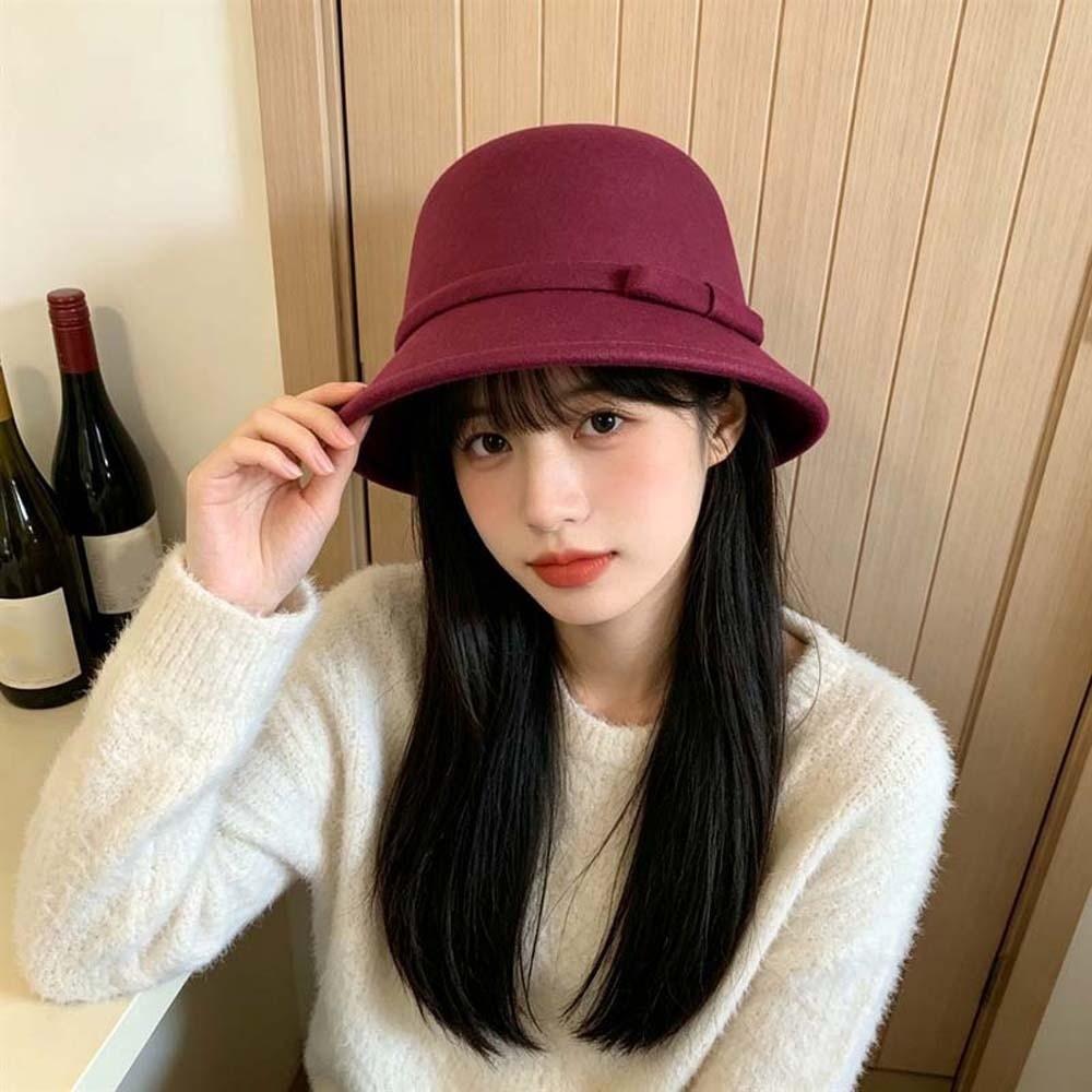 Korean Style Winter Woolen Hat Warm Fleece Vintage Fedora Cap Retro Cloche Cap  Casual Party