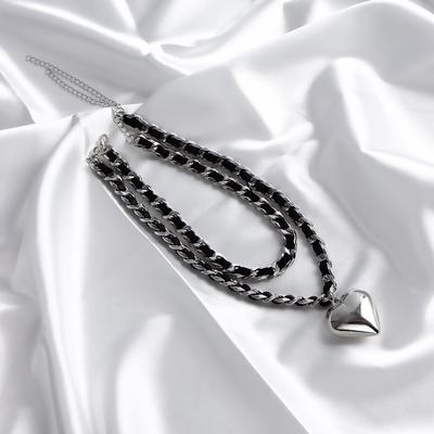 Jewelry, Temperament Flannel Woven Chain Necklace, Cold Wind, Big Love, Versatile Double-Layer Necklace For Women