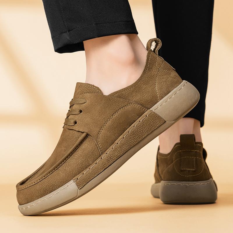 Retro New Men's Suede Leather Shoes Soft Sole Comfortable High-quality Handmade Sole Men's Oxford Shoes Khaki Driving Shoes