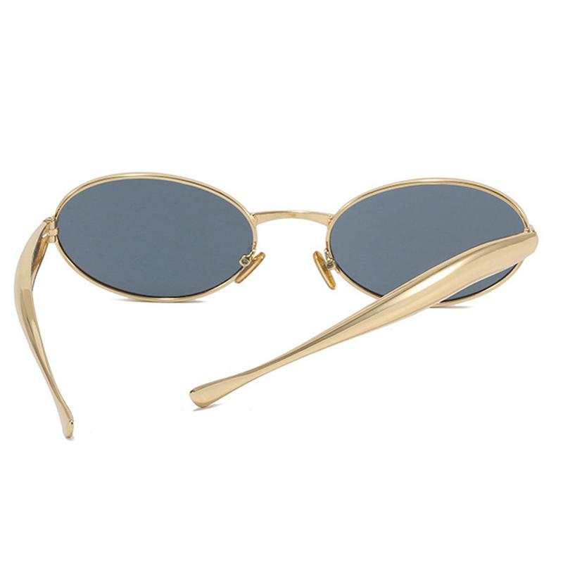 Luxury Brand Y2K Oval Frame Sunglasses Women for Men Vintage Sun Glasses Luxury Brand UV400 Punk Popular Metal Eyeglasses