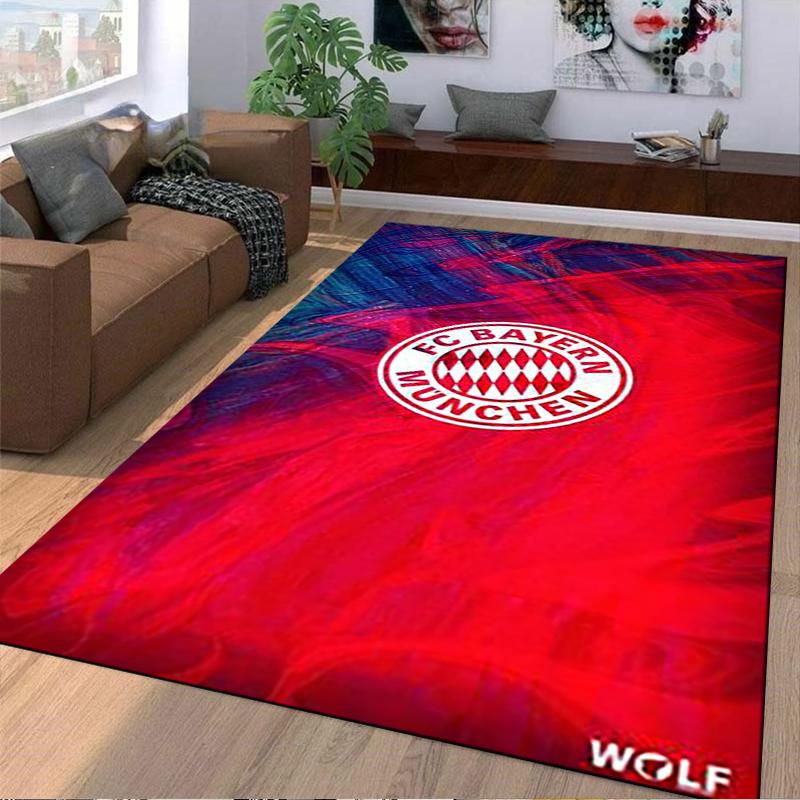 "FC Bayern Munich Logo Carpet, Red and Blue Abstract Design Mat" Suitable for use as an anti-slip for living room bedroom sofas