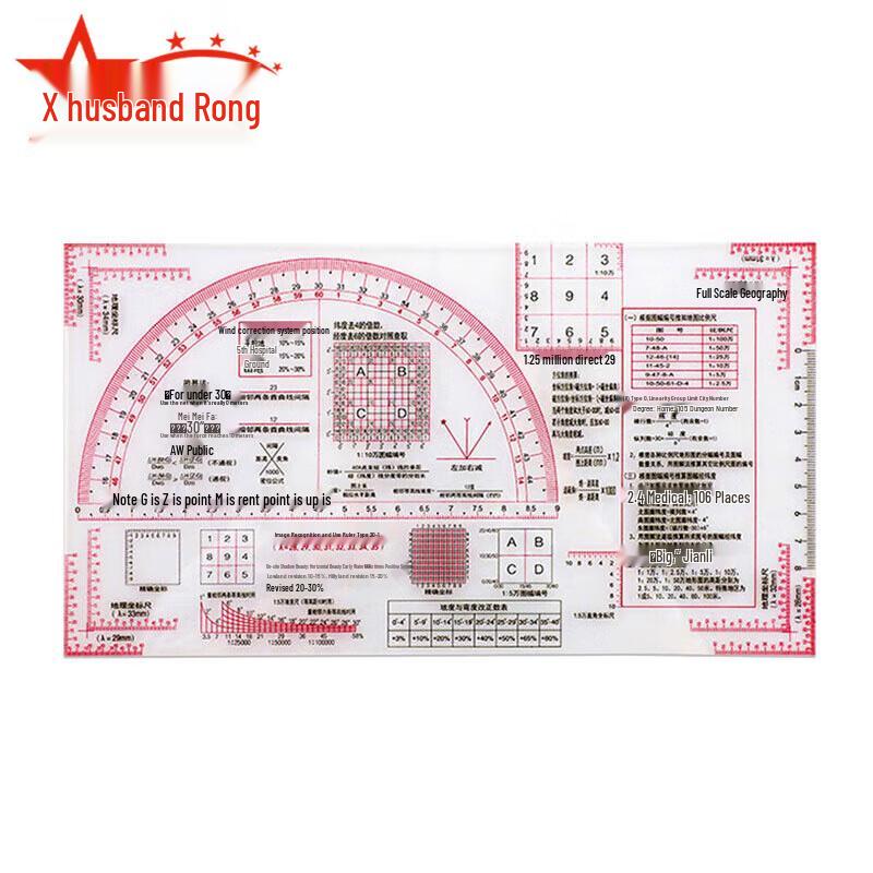Military Multi-functional Map Reading and Drawing Ruler