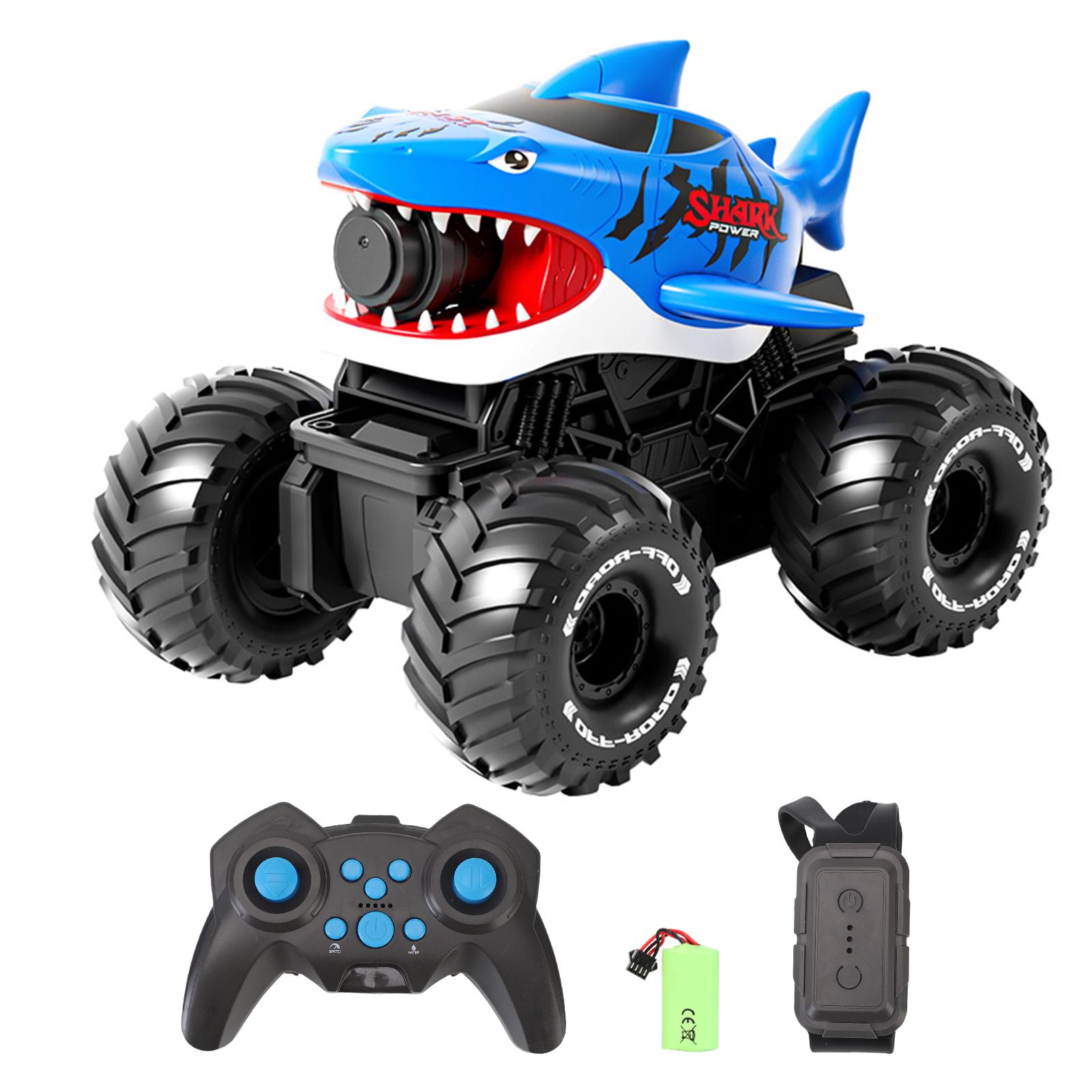 

Амфибийная радиоуправляемая машина, Игрушка-акула с дистанционным управлением с распылением воды, Внедорожный радиоуправляемый грузовик с управлением жестами, Радиоуправляемая машина для воды и суши 1xBattery