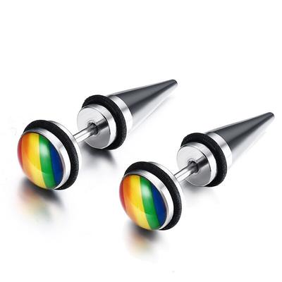 Rainbow Gay Lesbian LGBT Pride Silver Stainless Titanium Steel Stud Earrings for Women Man Fashion Jewelry Accessories