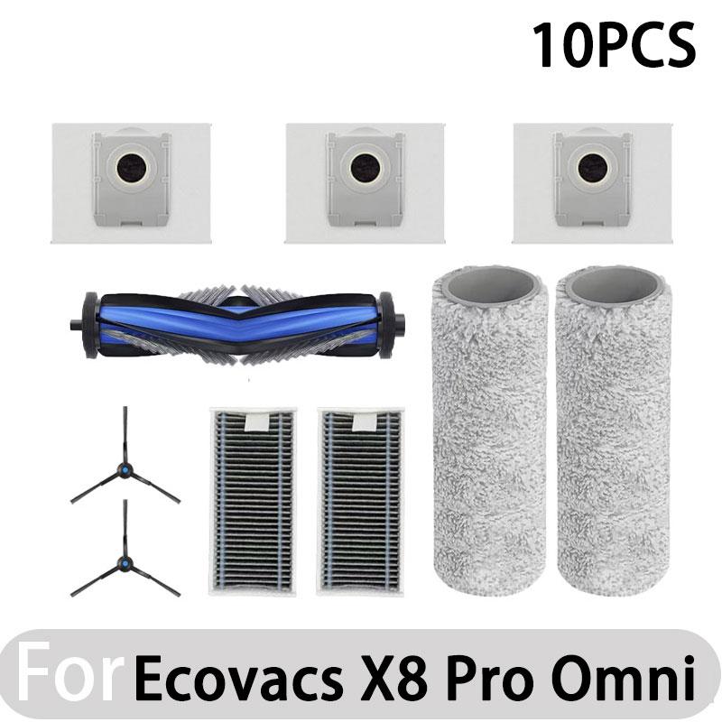 Compatible for Ecovacs X8 Pro Omni Accessories Main Side Brush Hepa Filter Rag Dust Bag Replacement Parts